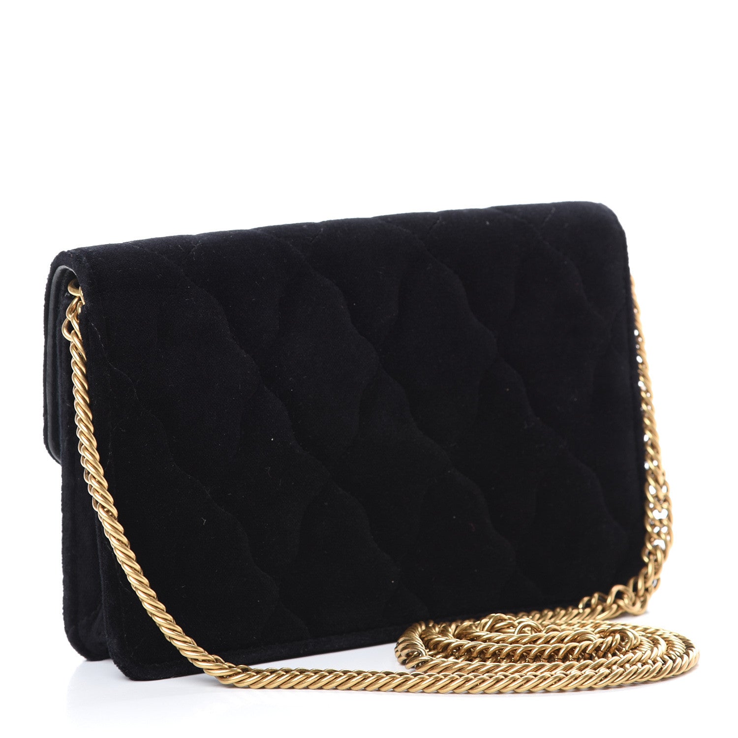 Balenciaga Velvet Mattress Quilted BB Wallet On Chain Black 2 of 13