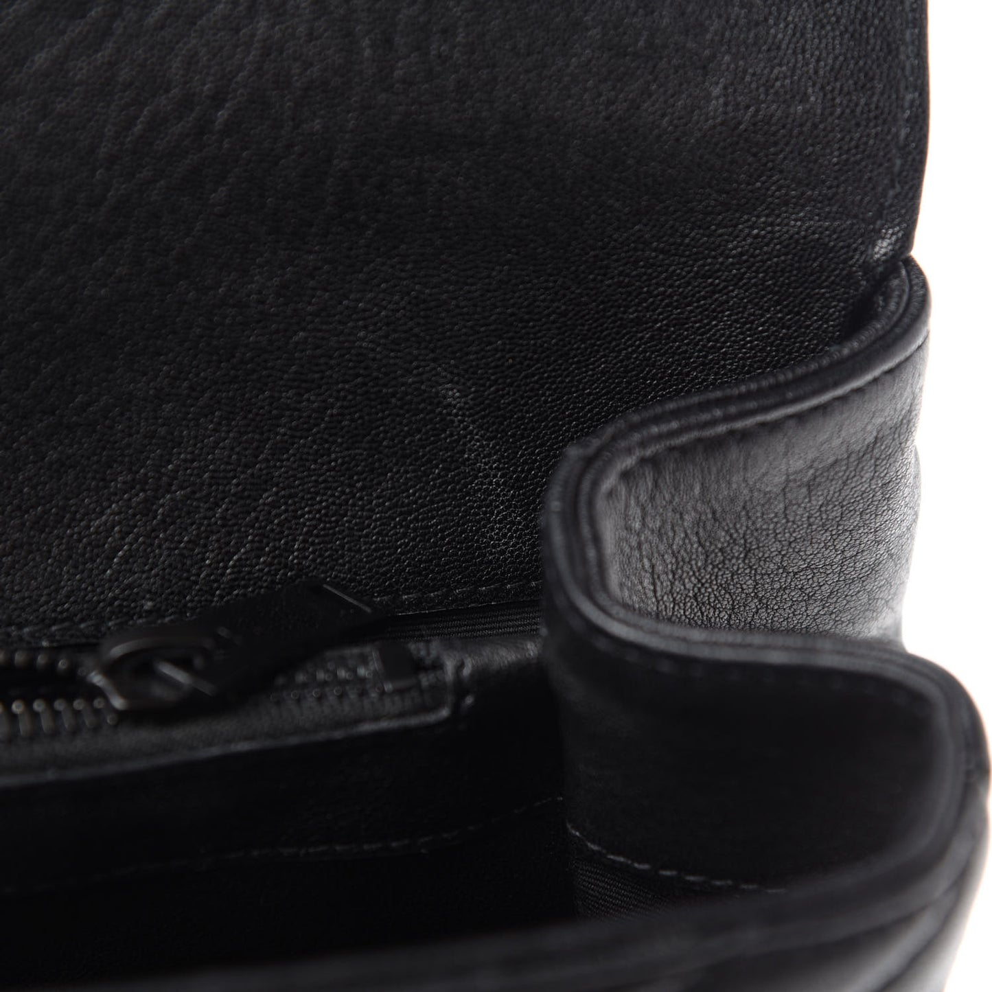 Sheepskin Matelasse Chevron Monogram Monochrome Large College Satchel Black