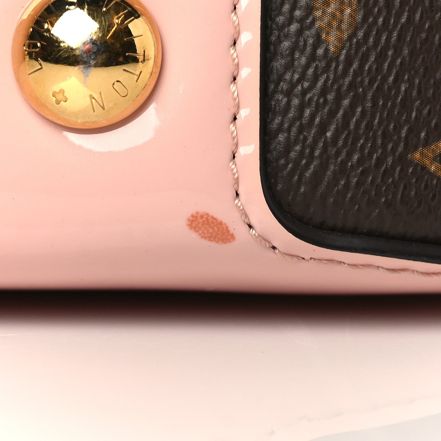 Patent Calfskin Monogram Cherrywood PM Rose Ballerine