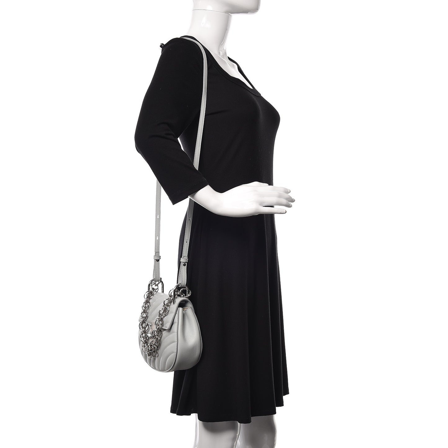Calfskin Quilted Mini Drew Bijou Shoulder Bag Airy Grey
