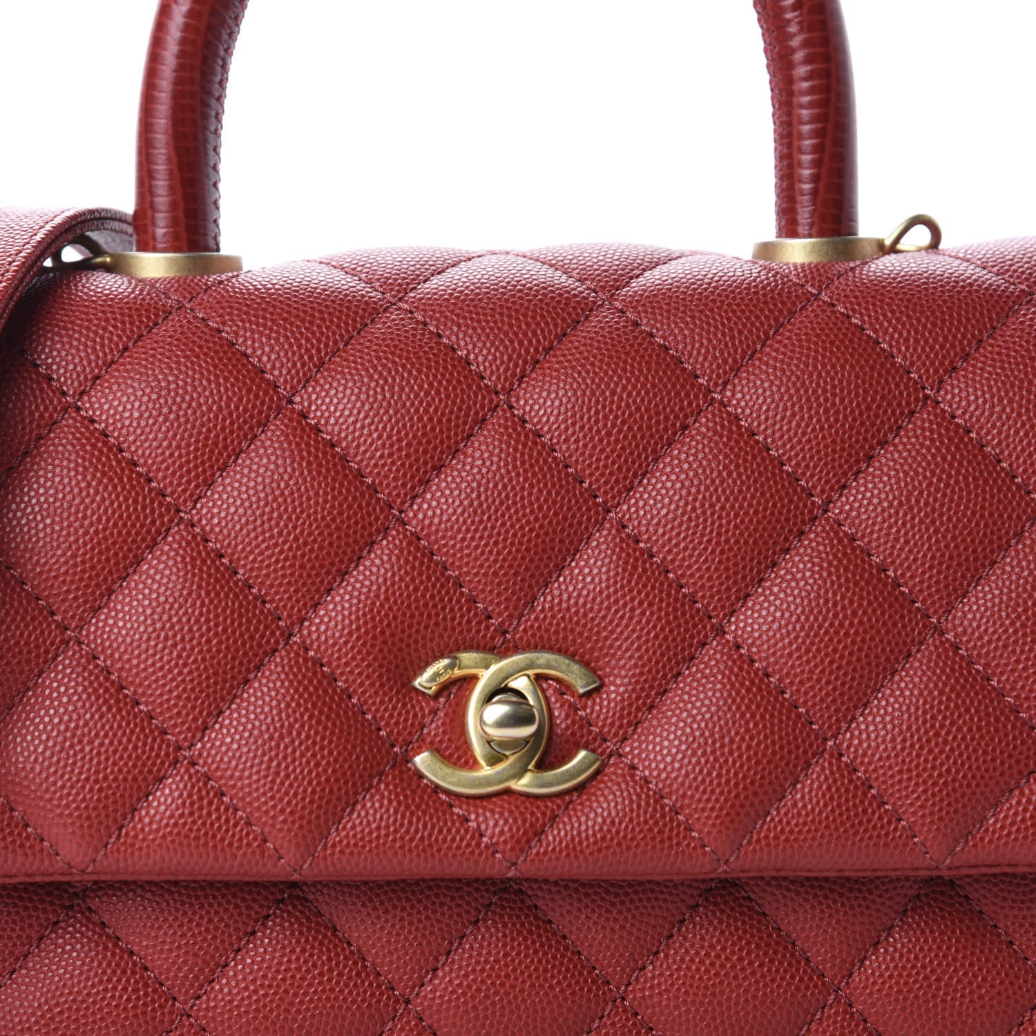 Chanel Caviar Lizard Quilted Mini Coco Handle Flap Red 10 of 10