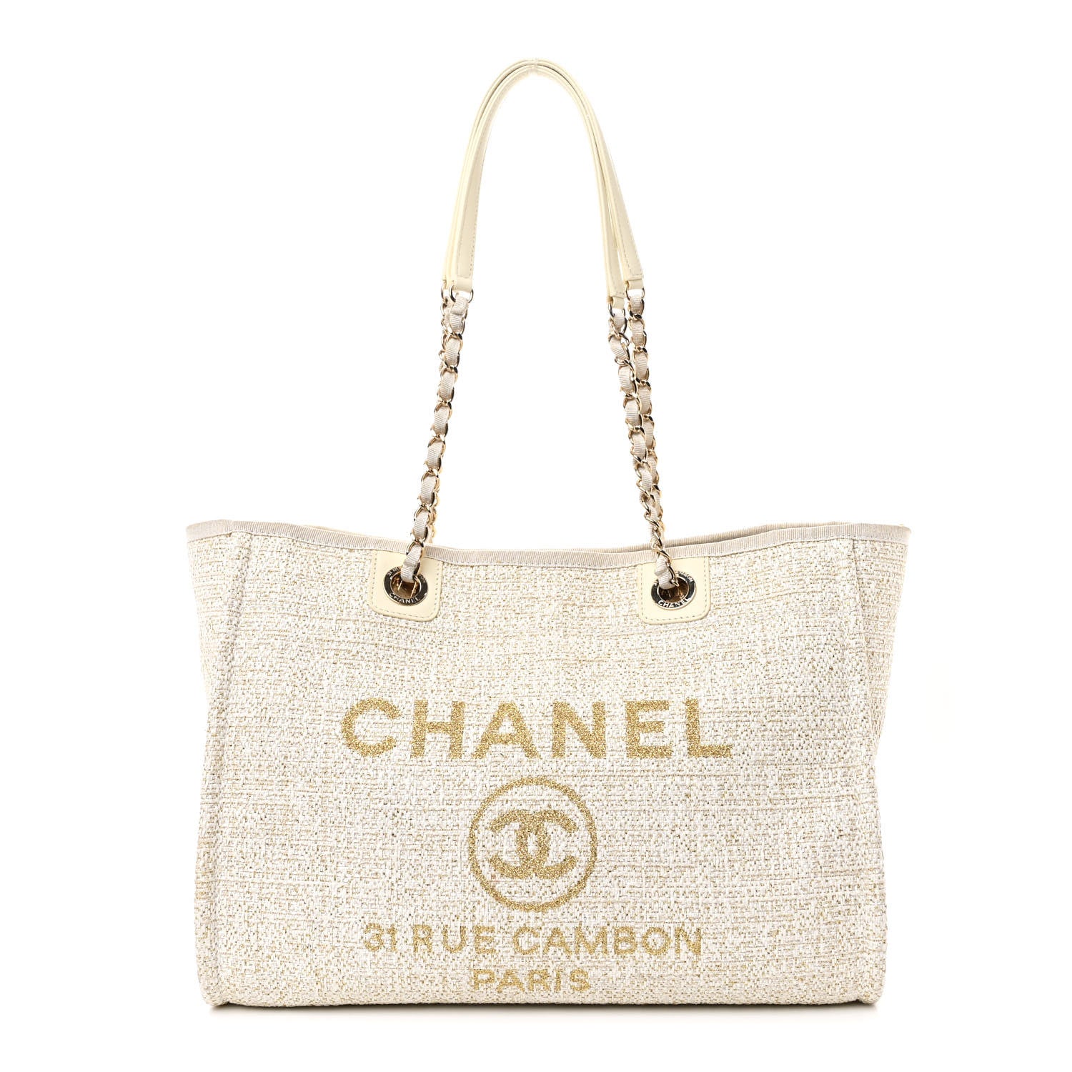 Chanel Woven Straw Raffia Small Deauville Tote Light Beige 1 of 11
