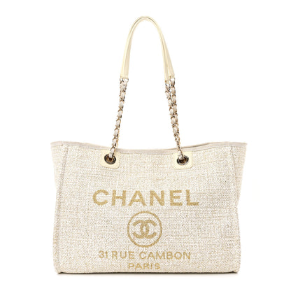 Chanel Woven Straw Raffia Small Deauville Tote Light Beige 1 of 11
