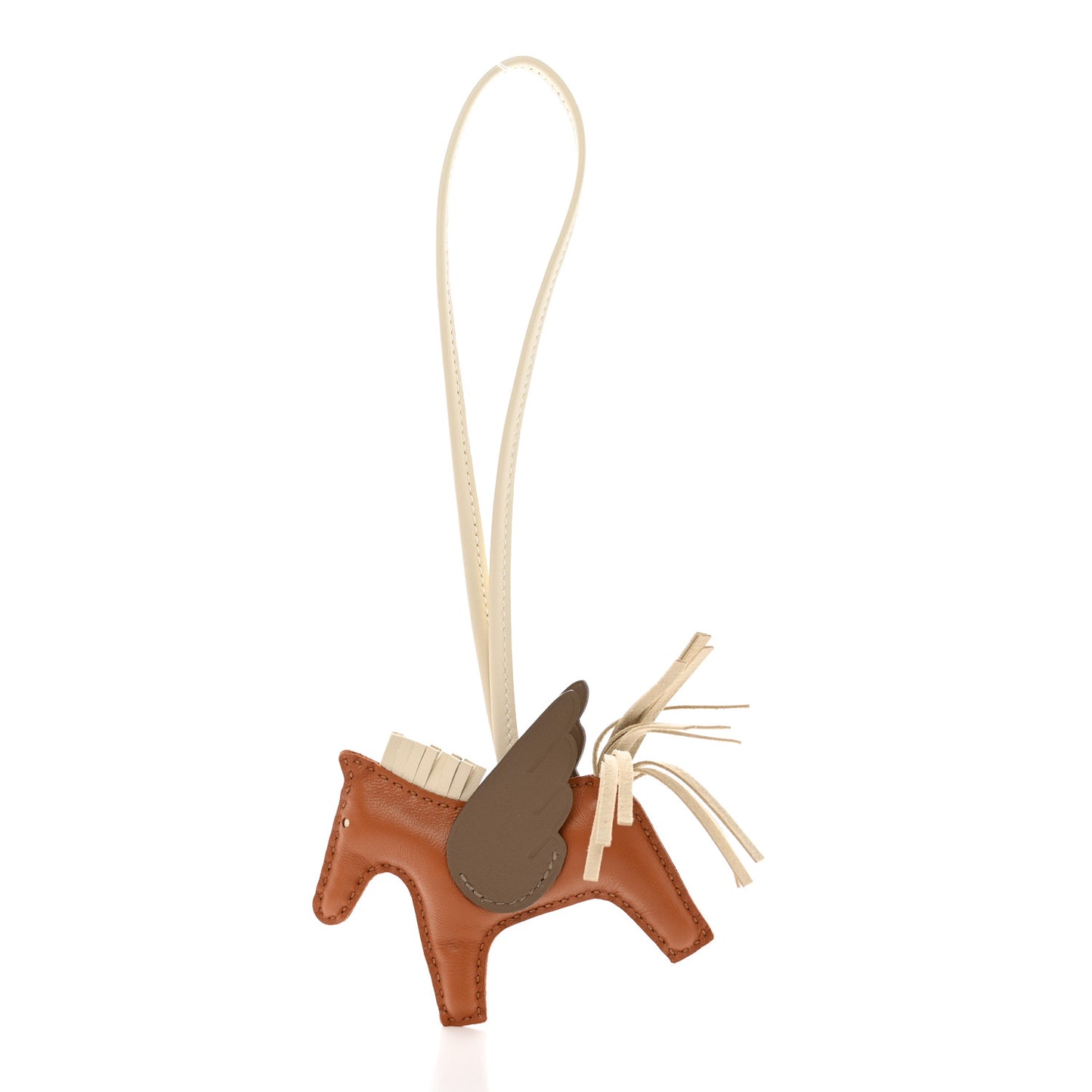 Milo Lambskin Grigri Rodeo Pegase Horse Bag Charm PM Gold Craie Etoupe
