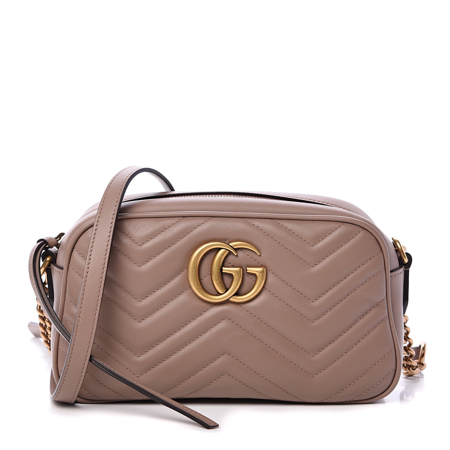 Gucci Calfskin Matelasse Small GG Marmont Chain Shoulder Bag Porcelain Rose 1 of 9