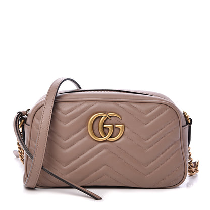 Gucci Calfskin Matelasse Small GG Marmont Chain Shoulder Bag Porcelain Rose 1 of 9