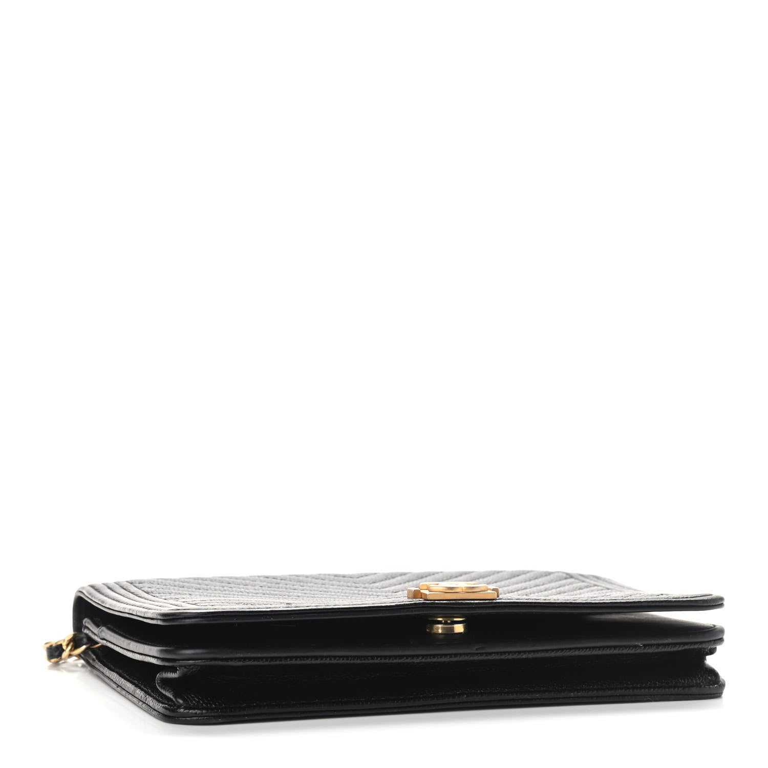 Chanel Caviar Chevron Quilted Boy Wallet On Chain WOC Black 4 of 12