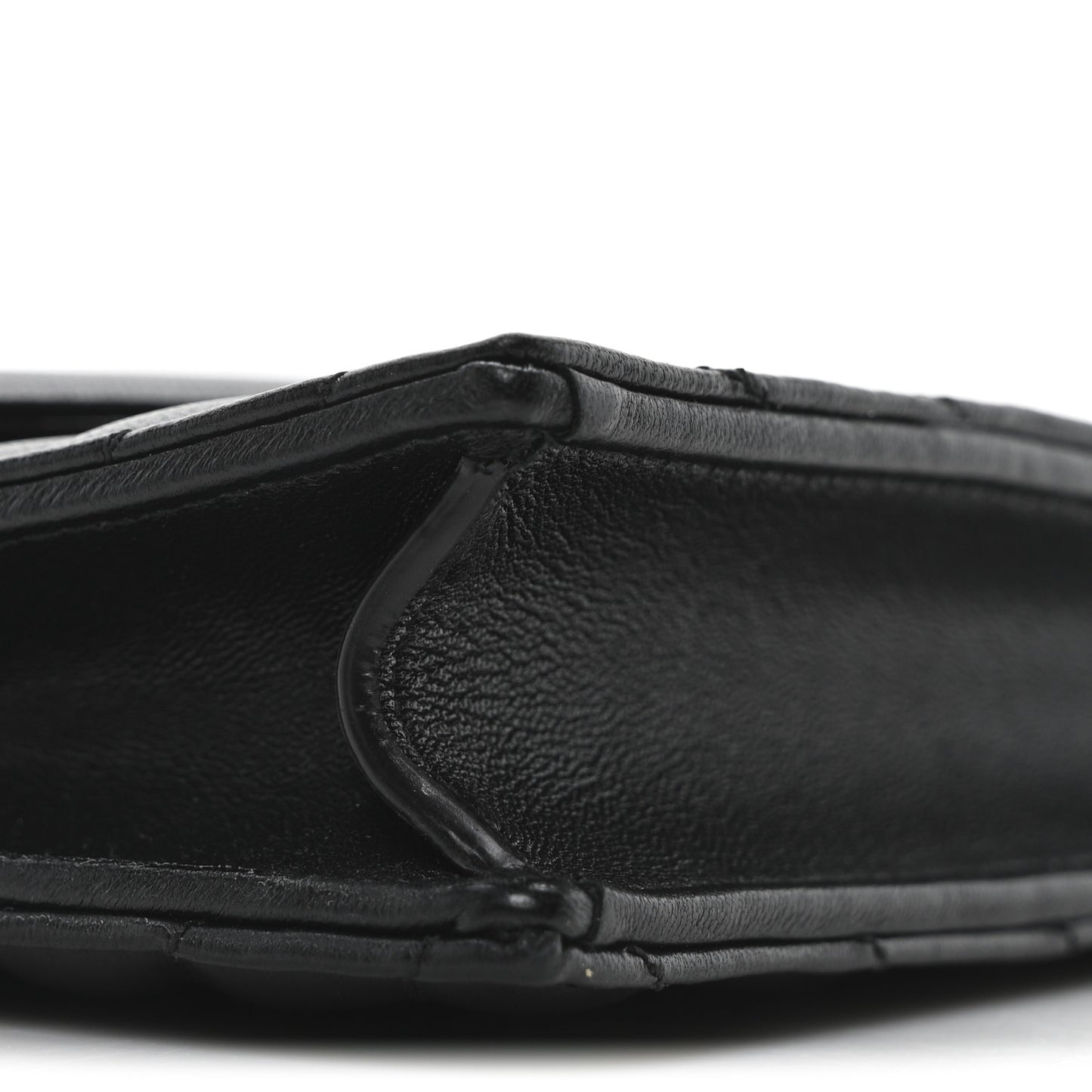 Calfskin Matelasse Chevron Monogram Envelope Chain Wallet Black