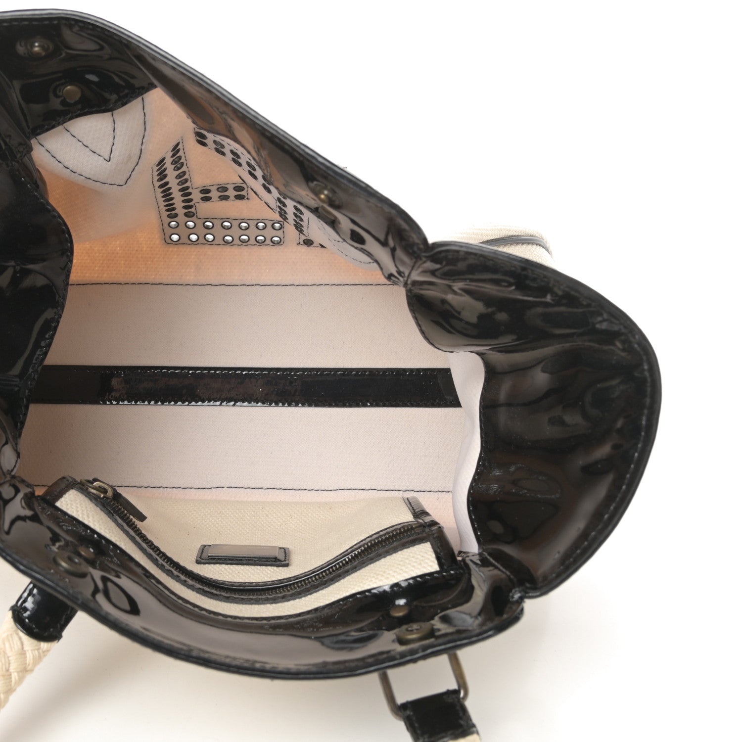 Fendi Canvas Patent Grommet De Jour Tote Natural 5 of 10