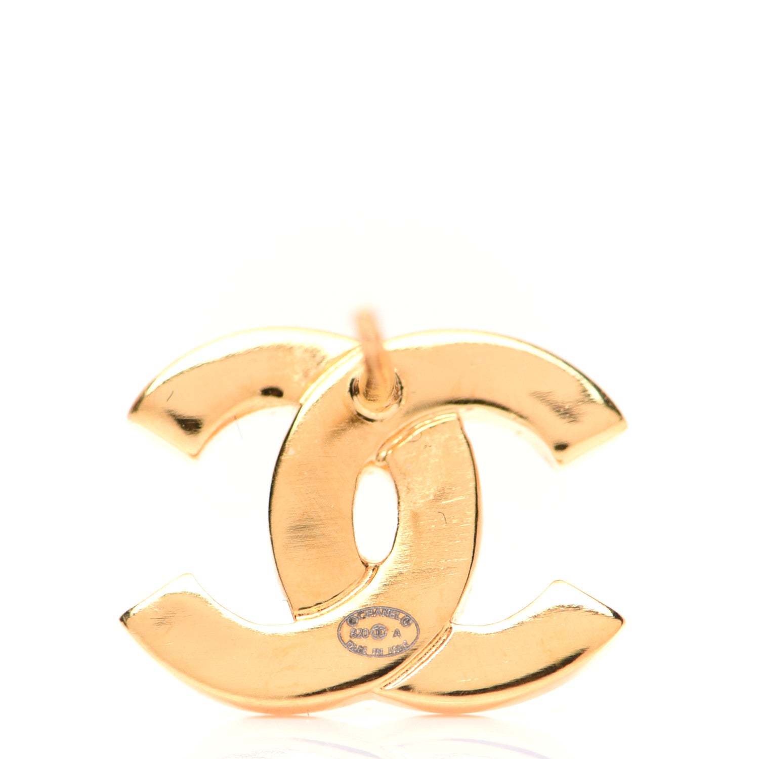 Chanel Metal CC Paris Button Stud Earrings Gold 8 of 9