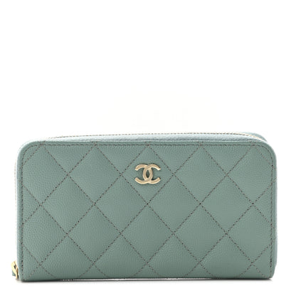 Chanel Caviar Quilted Medium Zip Around Wallet Light Blue 1 of 10