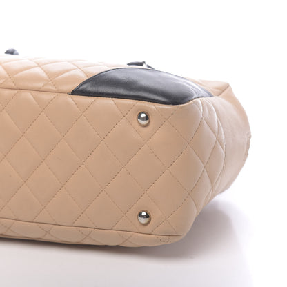 Chanel Calfskin Quilted Large Cambon Bowler Beige Black 17 of 18