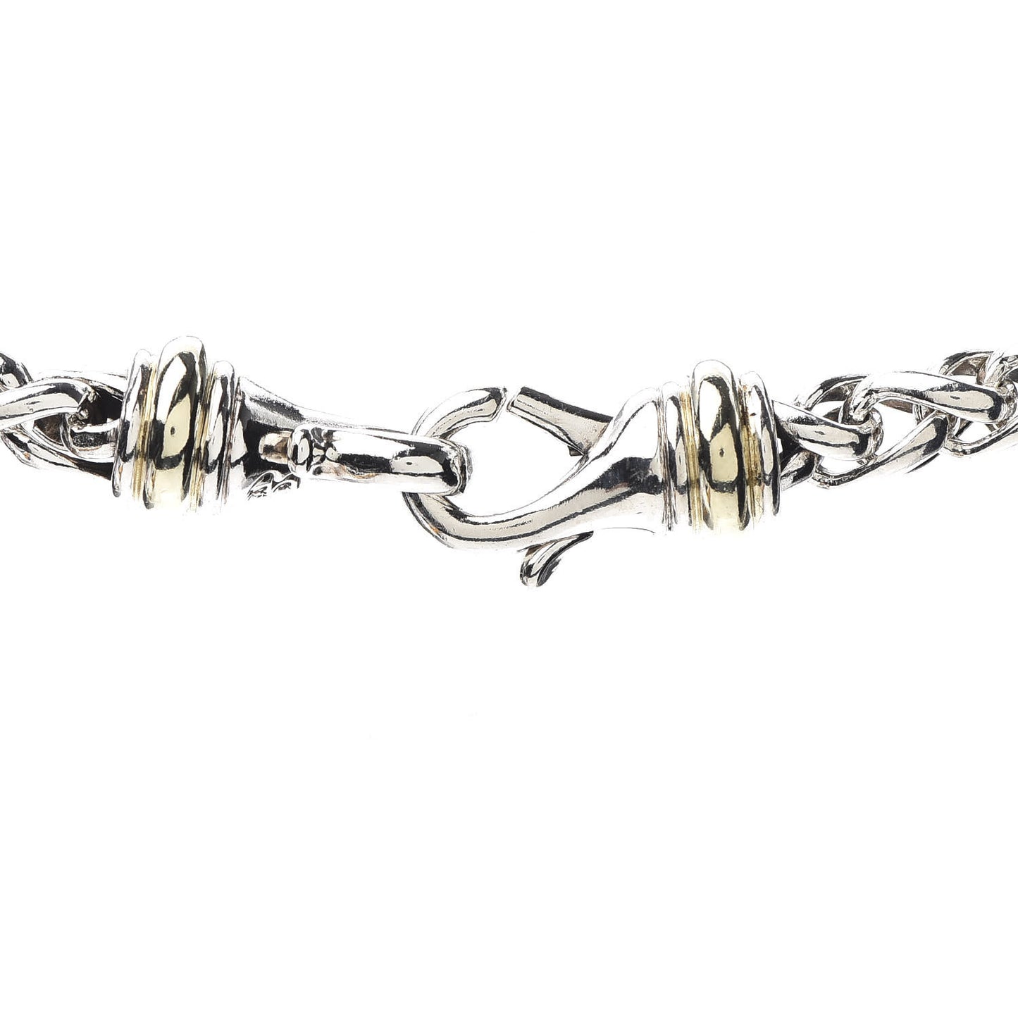 Sterling Silver 14K Yellow Gold 6mm Wheat Chain Necklace