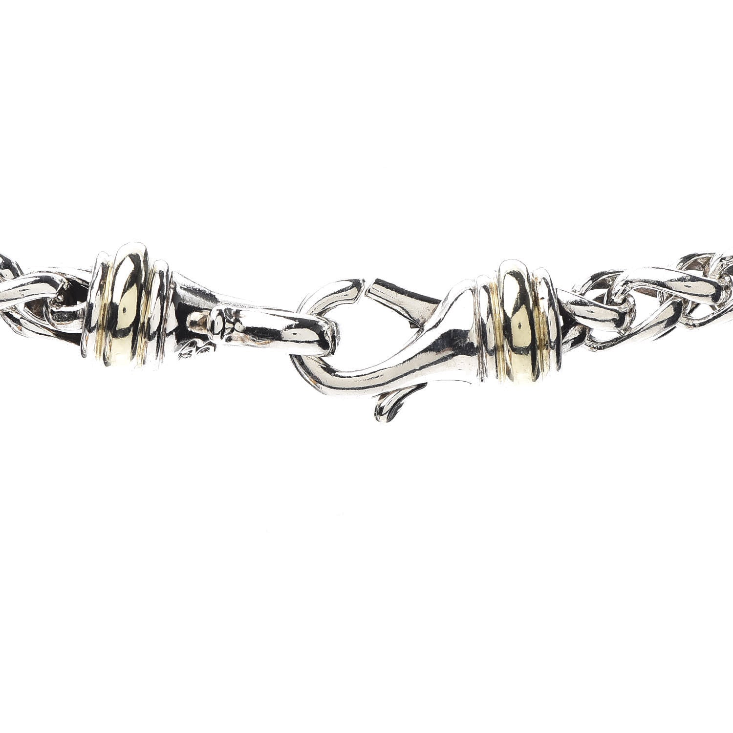 David Yurman Sterling Silver 14K Yellow Gold 6mm Wheat Chain Necklace 4 of 5