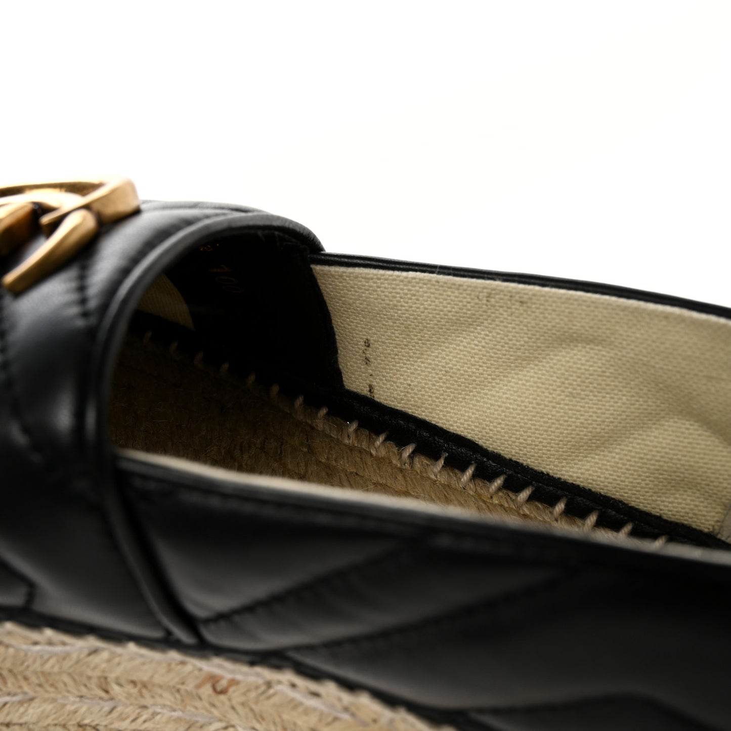 Nappa Matelasse GG Marmont Platform Espadrilles 35.5 Black