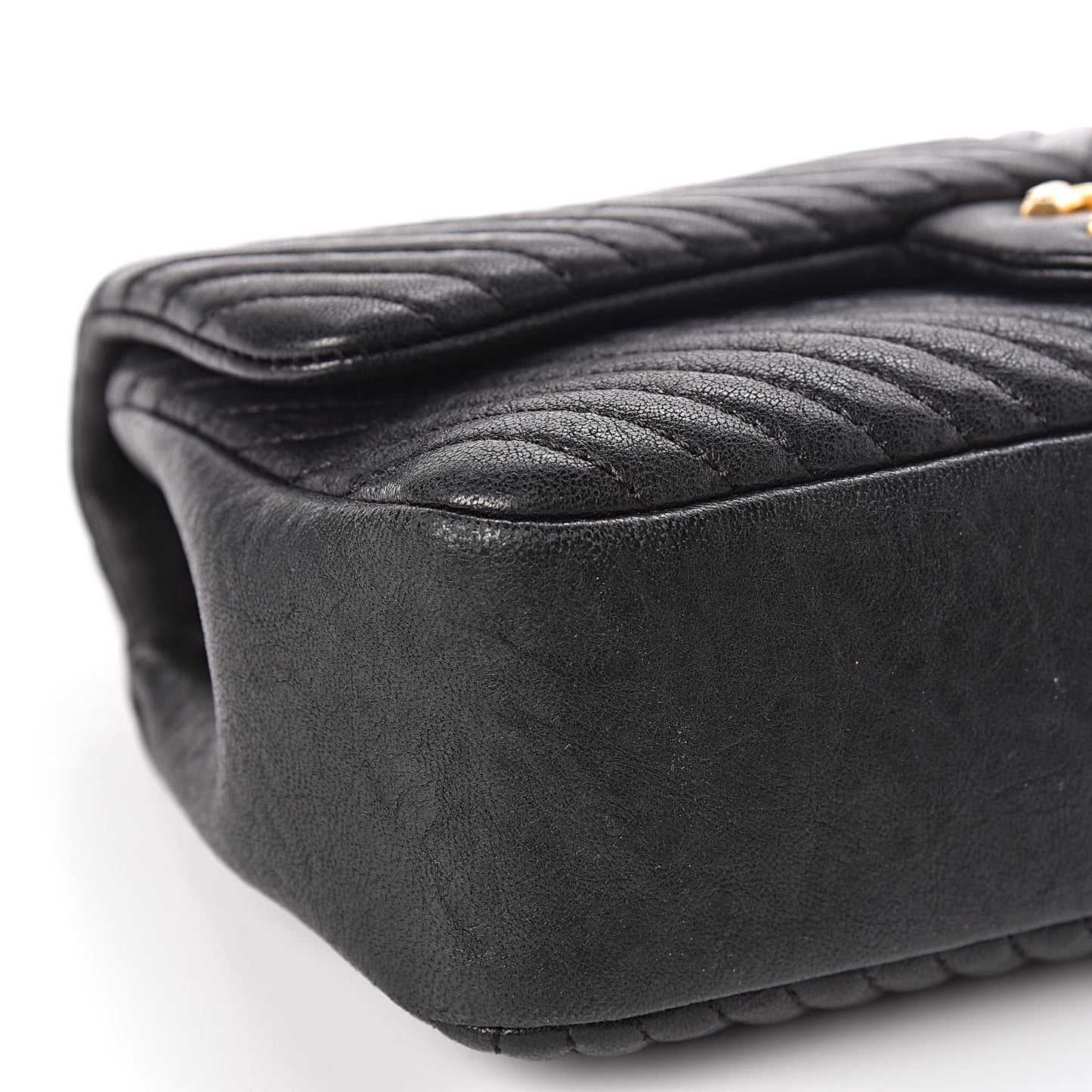 Calfskin Surpique Chevron Small Flap Black