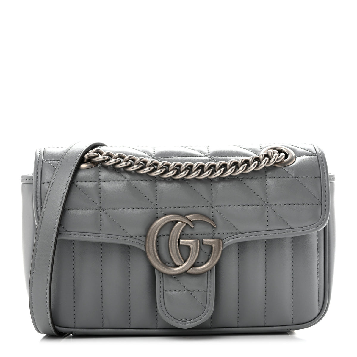 Gucci Calfskin Matelasse Aria Mini GG Marmont Shoulder Bag Deep Grey 1 of 12