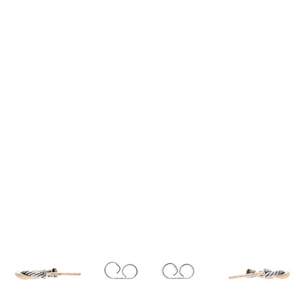David Yurman Sterling Silver 14K Yellow Gold 3mm Petite Infinity Huggie Hoop Earrings 3 of 5