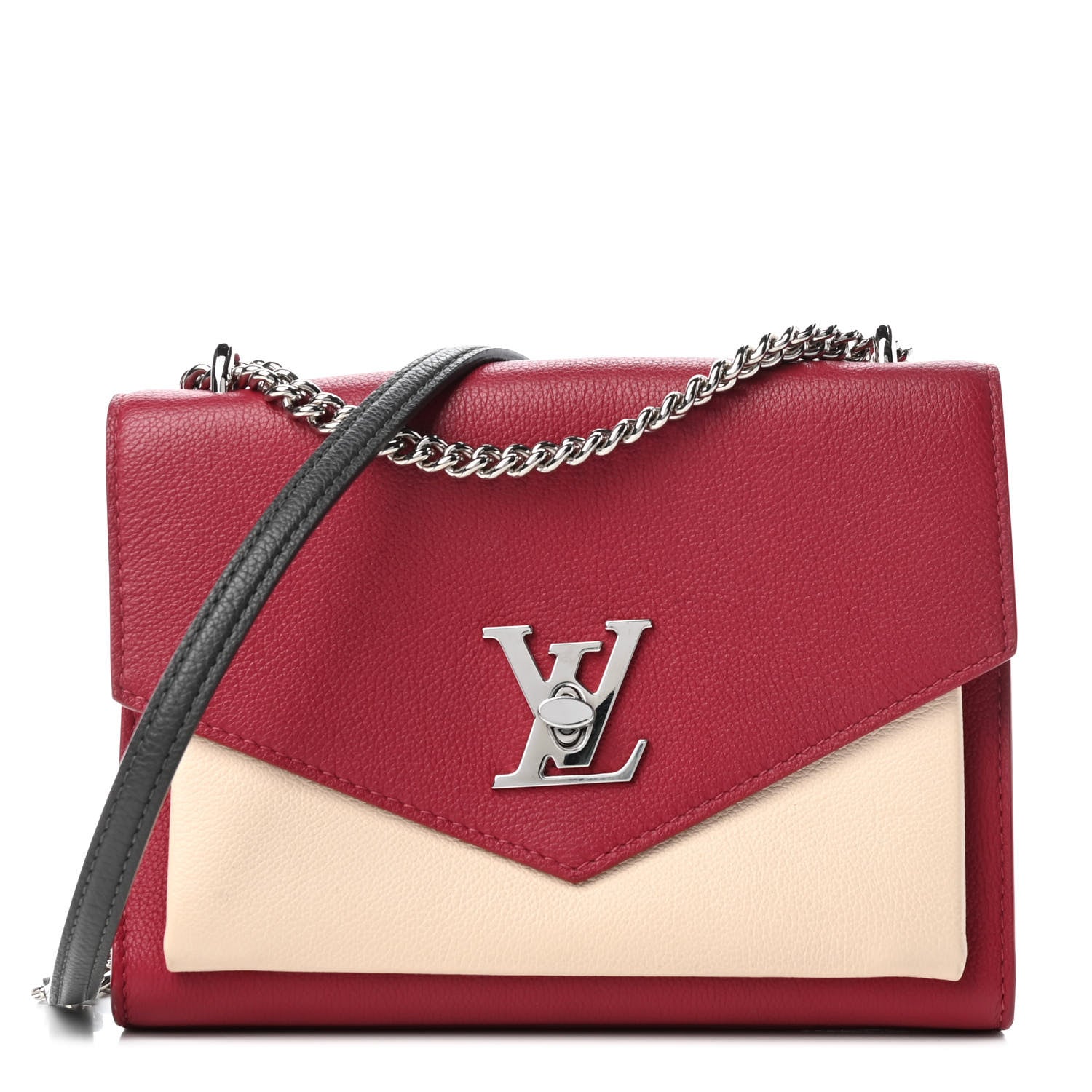 Louis Vuitton Soft Calfskin Mylockme Chain Bag BB Lie De Vin Etain Creme 1 of 4