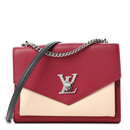 Louis Vuitton Soft Calfskin Mylockme Chain Bag BB Lie De Vin Etain Creme 1 of 4