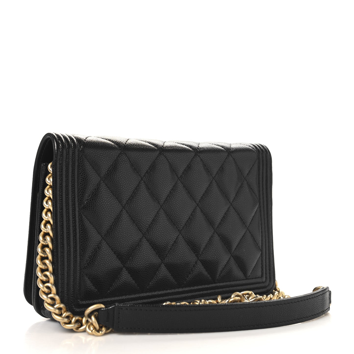 Caviar Quilted Boy Wallet On Chain WOC Black