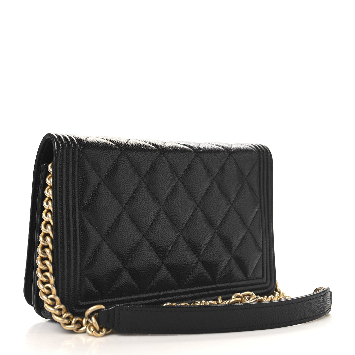 Chanel Caviar Quilted Boy Wallet On Chain WOC Black 3 of 12