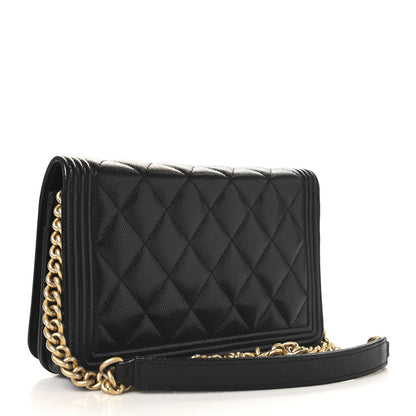 Chanel Caviar Quilted Boy Wallet On Chain WOC Black 3 of 12