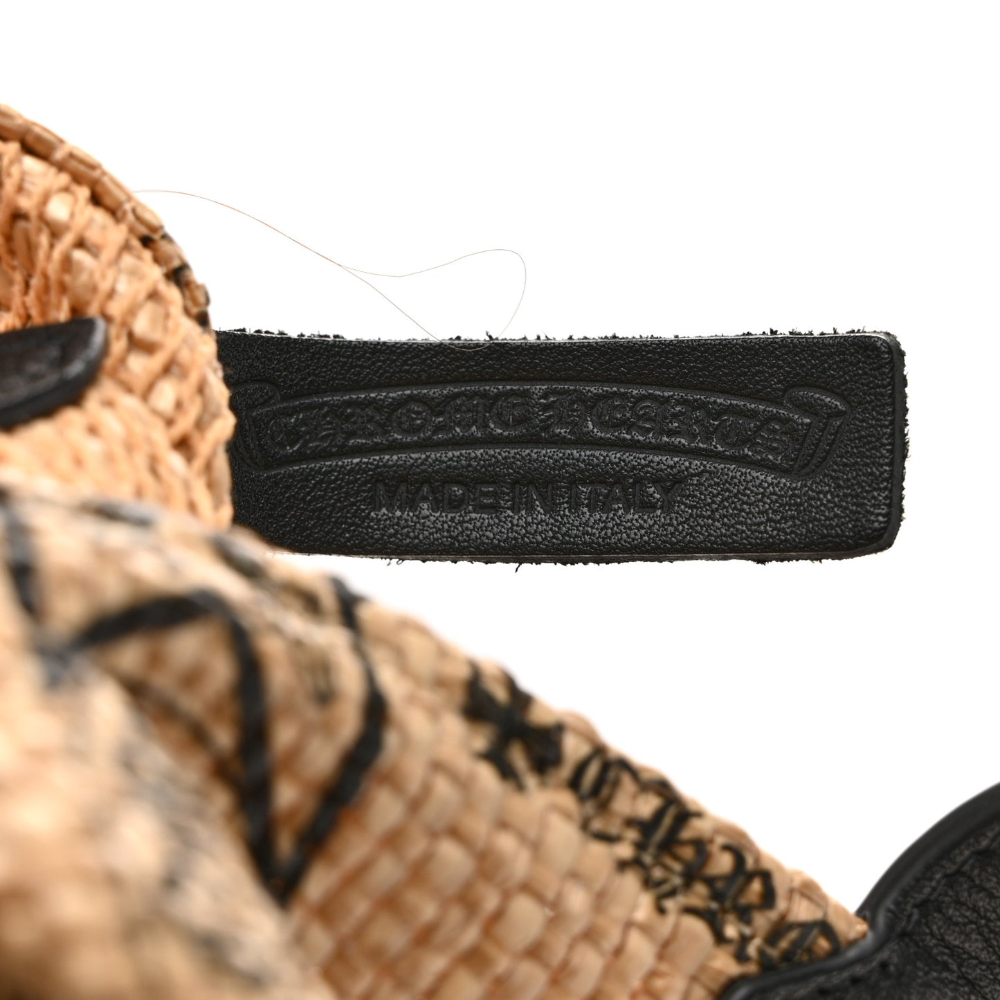 Grained Calfskin Raffia Small Cross Tote Natural Black