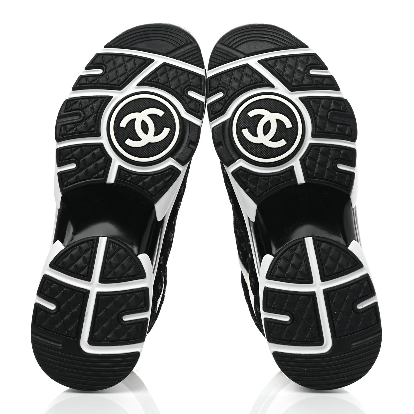 Suede Calfskin Printed CC Sneakers 38.5 Black White
