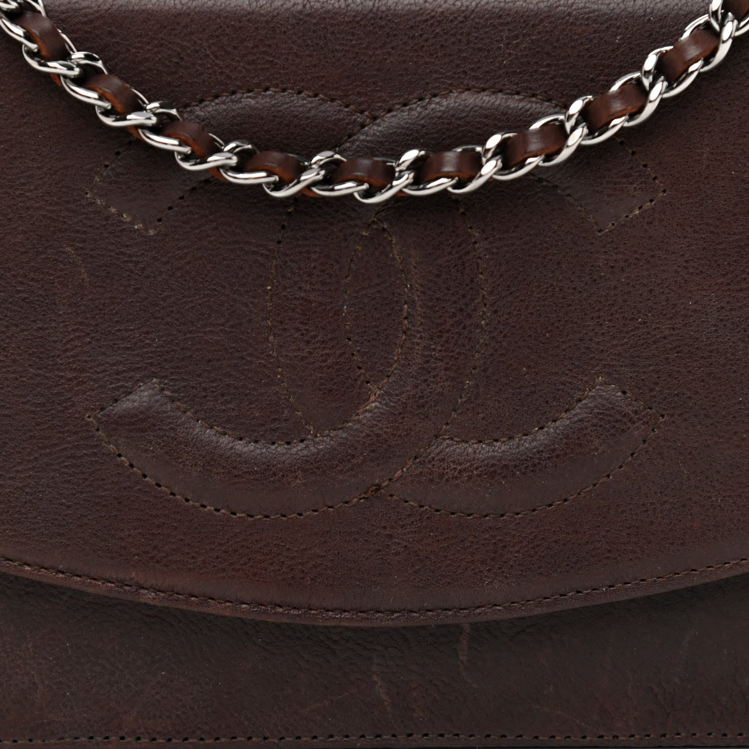 Chanel Caviar Timeless CC Wallet On Chain WOC Dark Brown 8 of 11