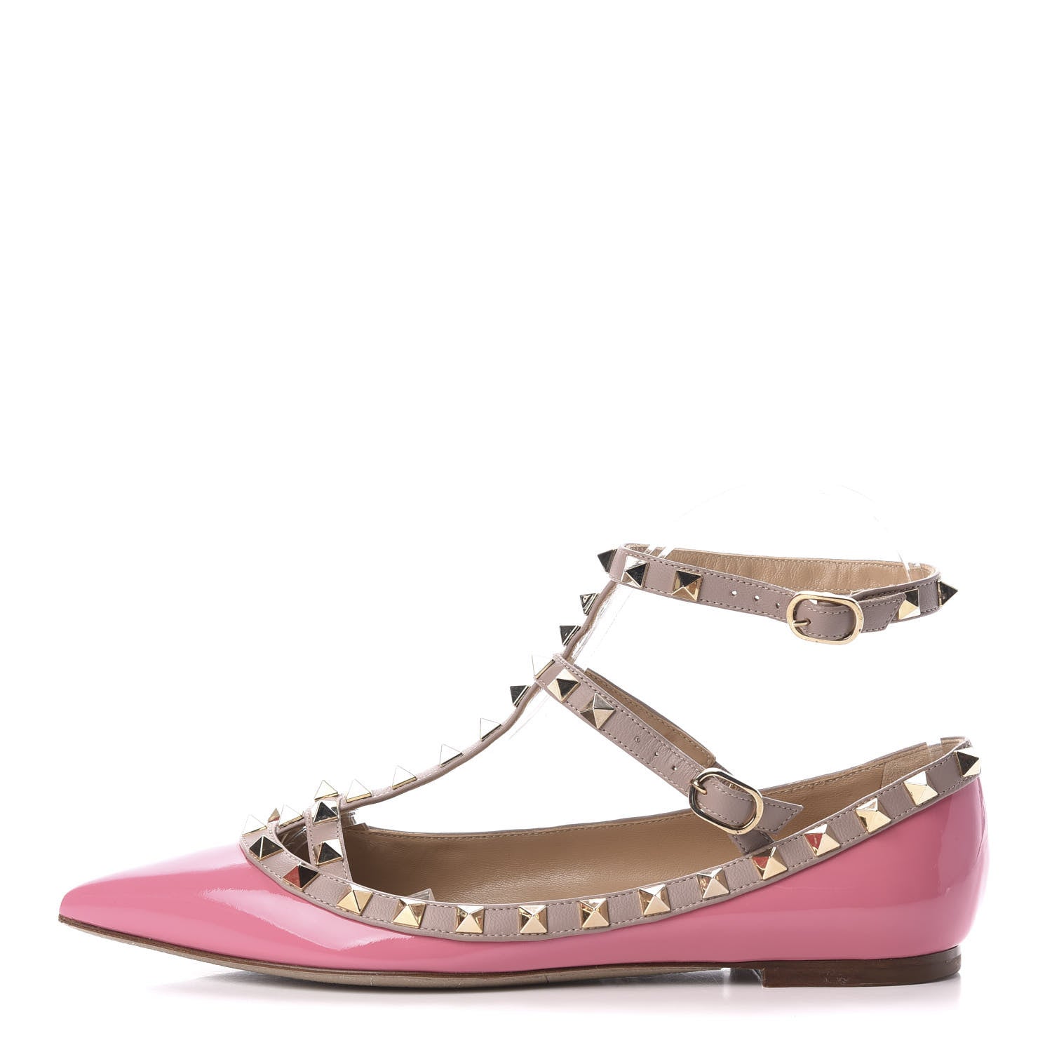 Valentino Garavani Patent Rockstud Cage Ballerina Flats 37 Ninphea Poudre 1 of 9