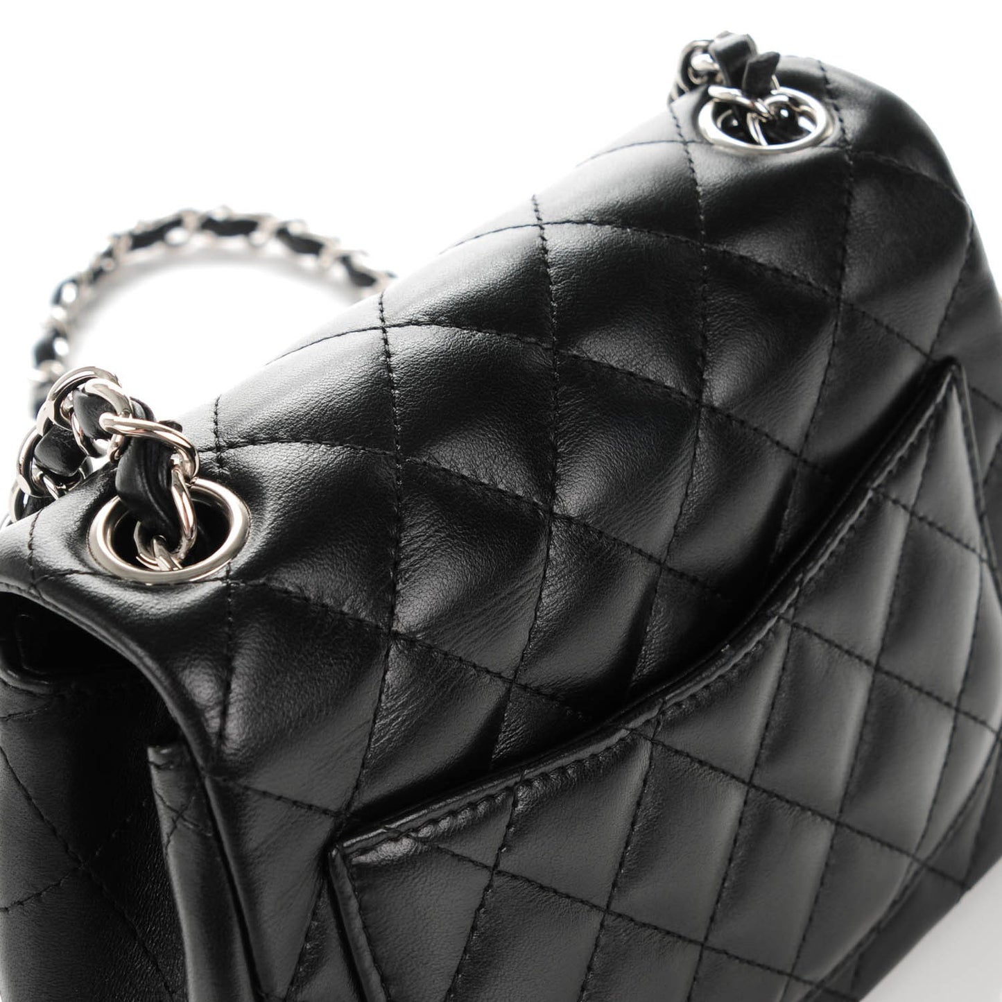 Lambskin Quilted Mini Square Flap Black