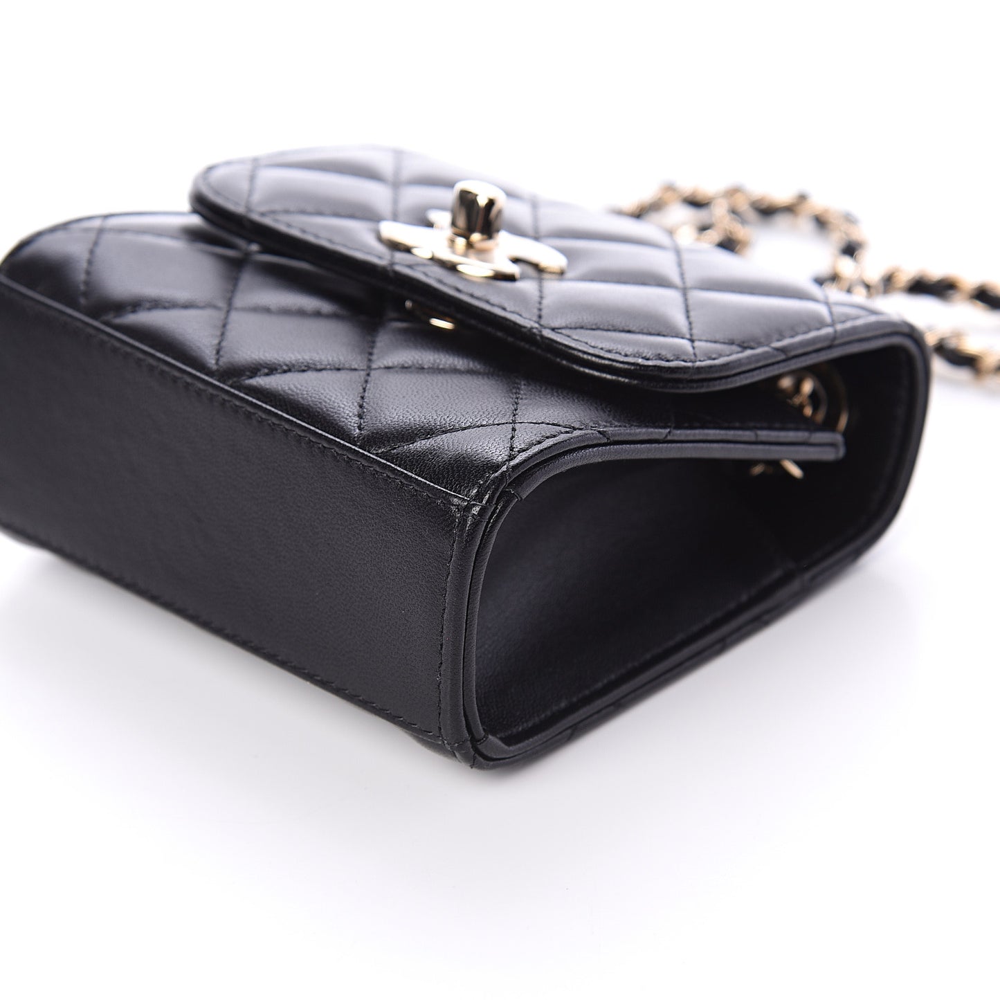 Lambskin Quilted Mini Trendy CC Chain Wallet Black