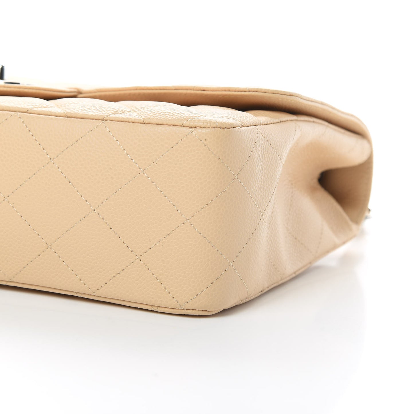 Caviar Quilted Jumbo Single Flap Beige Clair