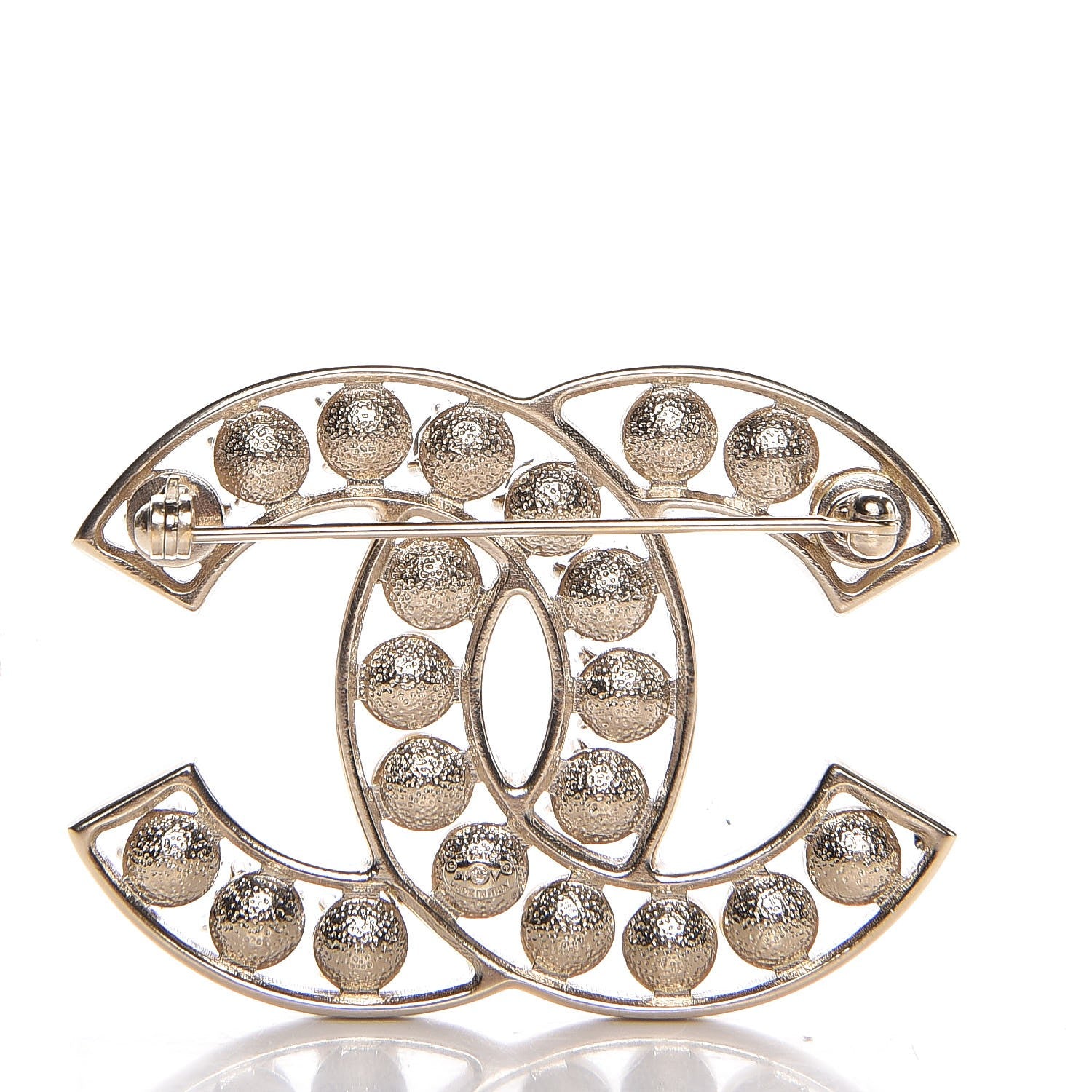 Chanel Pearl Crystal CC Brooch Gold 3 of 5