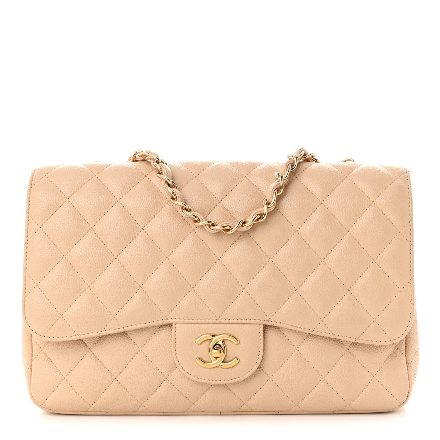 Chanel Caviar Quilted Jumbo Single Flap Beige 1 of 10