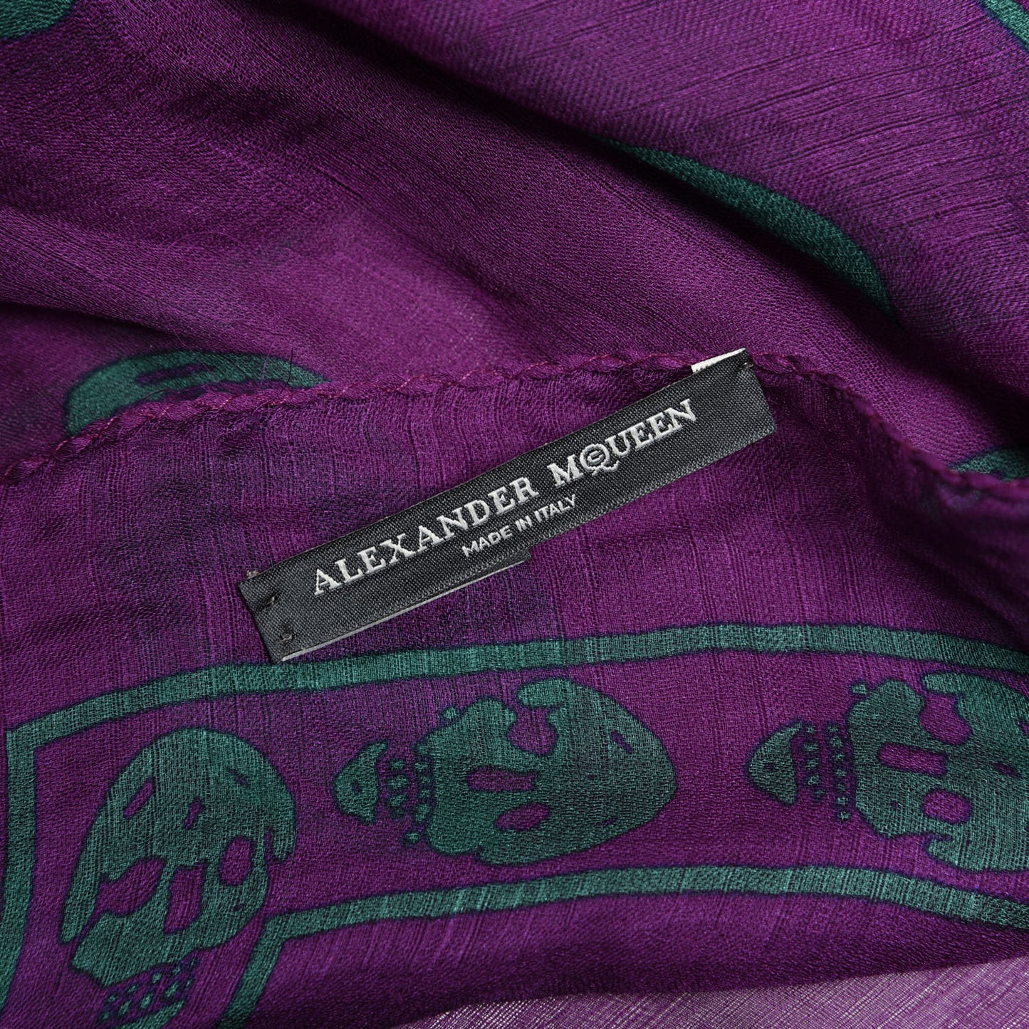 Silk Chiffon Skull Scarf Purple Green