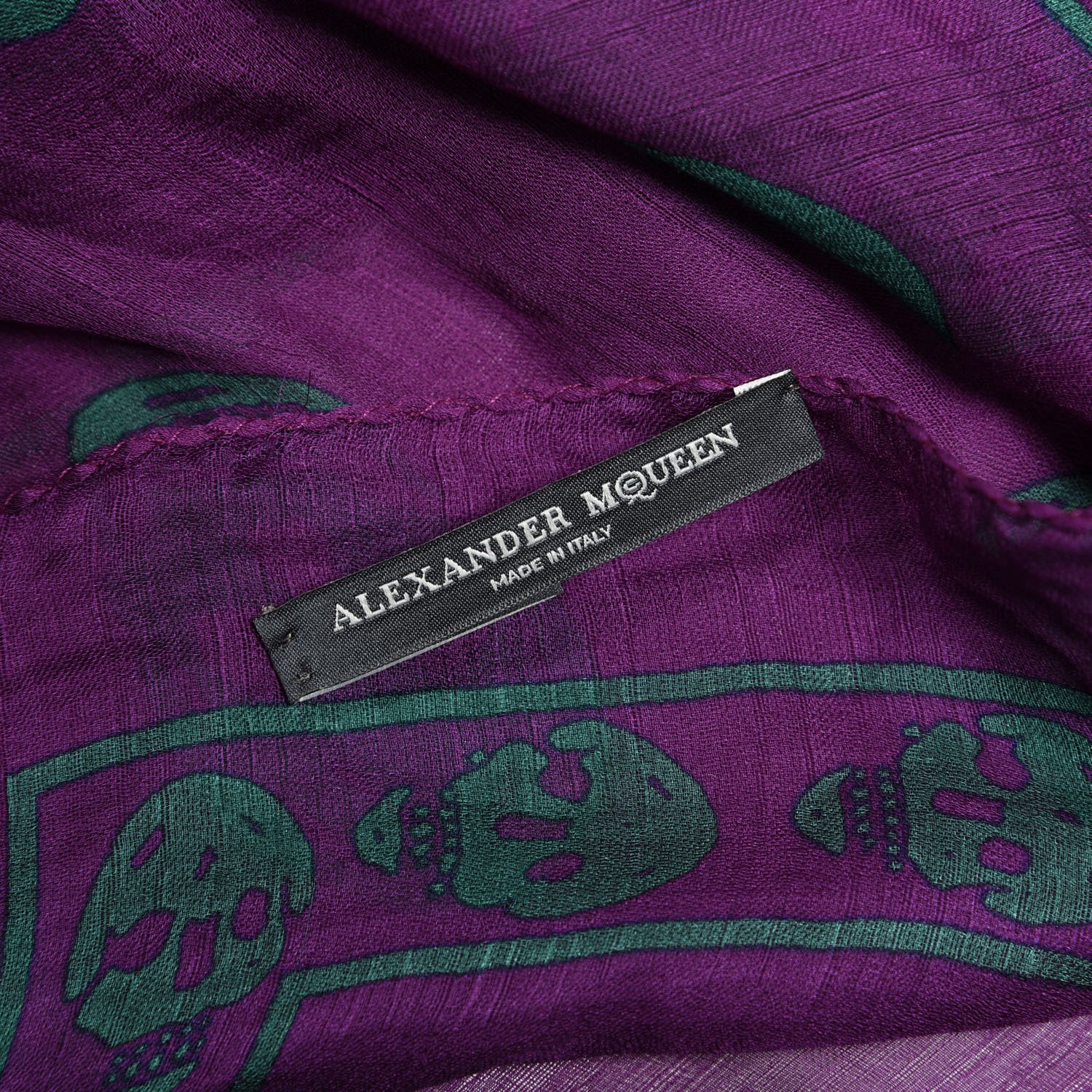 Alexander McQueen Silk Chiffon Skull Scarf Purple Green 3 of 3