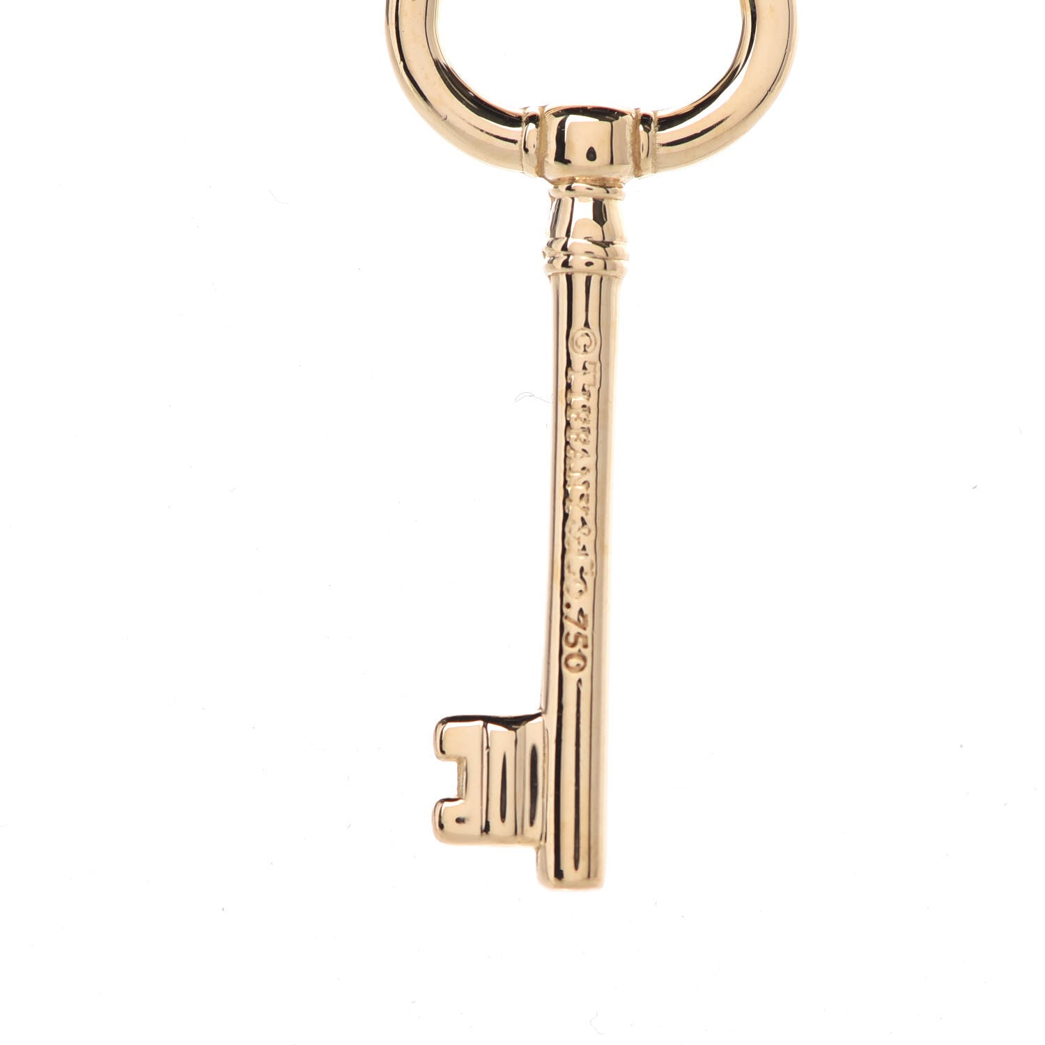Tiffany 18K Yellow Gold Small Oval Key Pendant Link Necklace 5 of 7