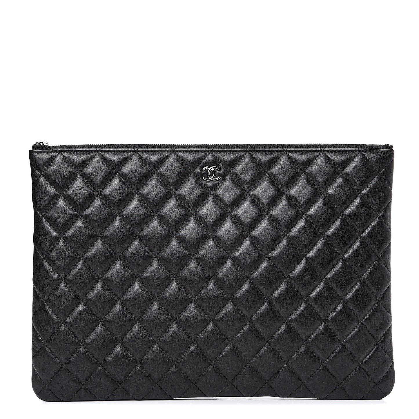 Lambskin Quilted Large Cosmetic Case Black