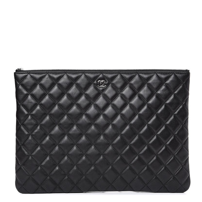 Chanel Lambskin Quilted Large Cosmetic Case Black 1 of 7