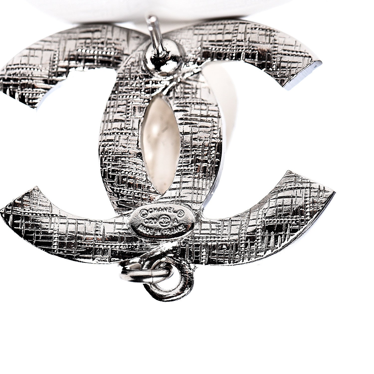 Chanel Crystal Pearl CC Drop Darling Bows Earrings Silver Pearly White 3 of 5