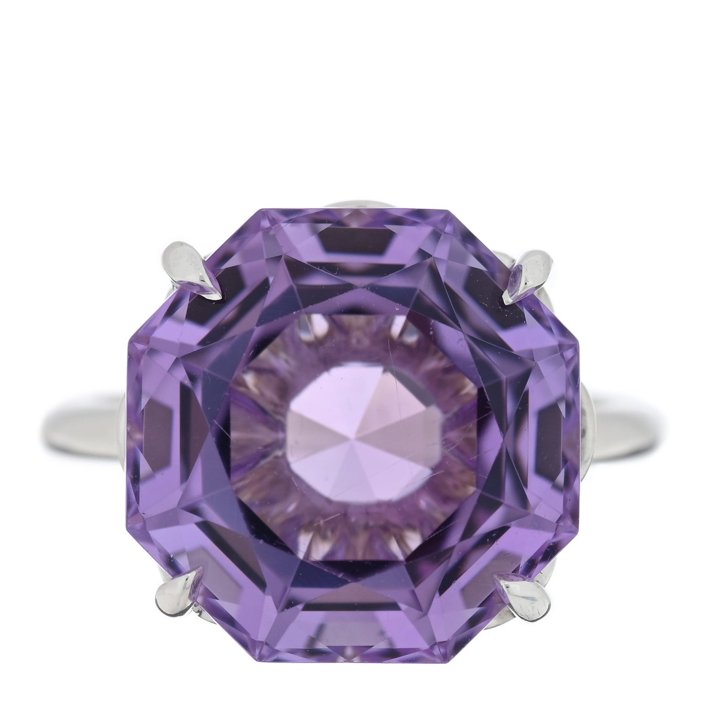 Sterling Silver Amethyst Sparklers Octagonal Cocktail Ring 49 5