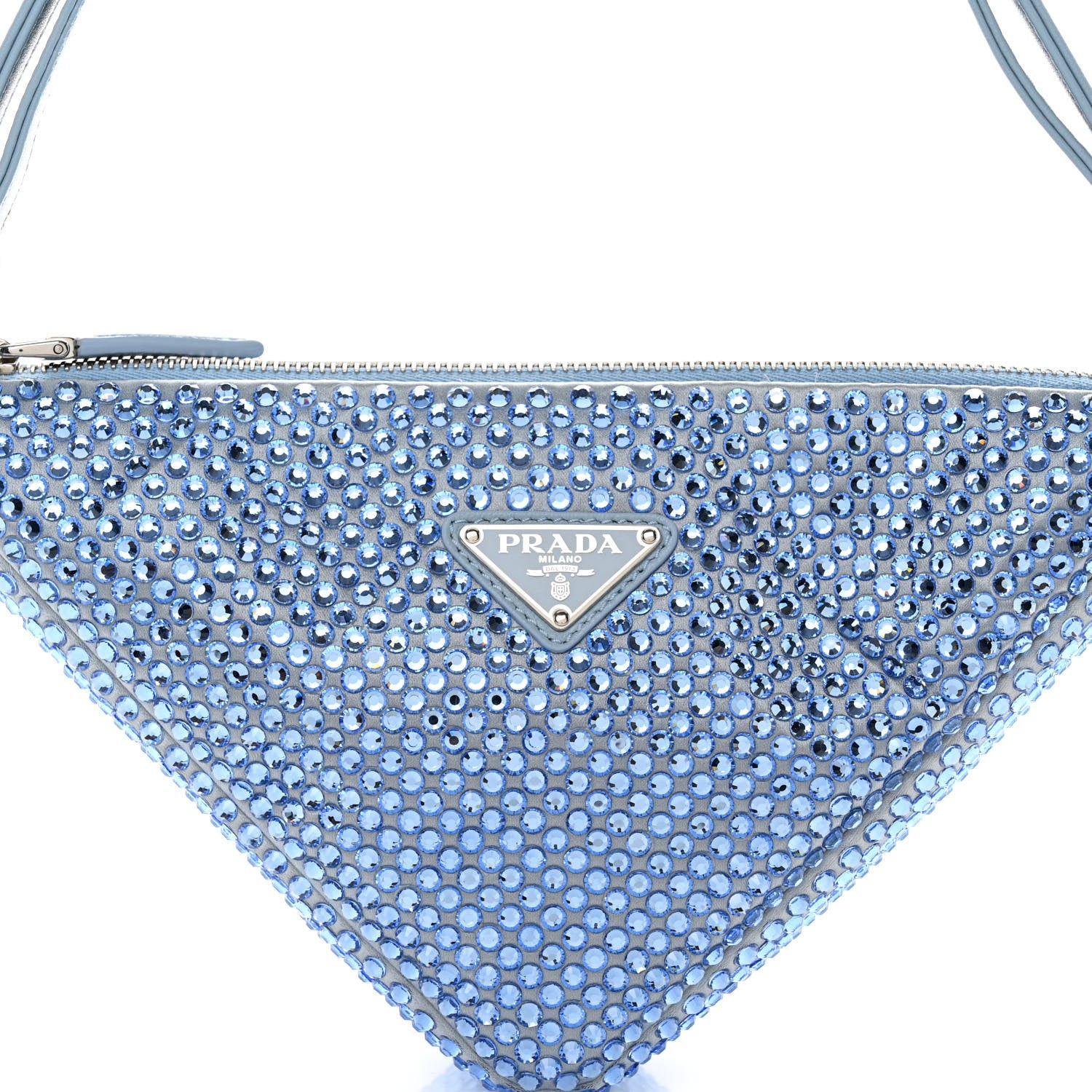 Prada Satin Crystal Triangle Pouch Celeste 8 of 11