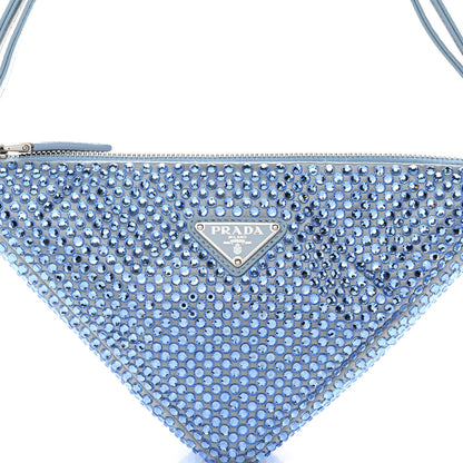 Prada Satin Crystal Triangle Pouch Celeste 8 of 11