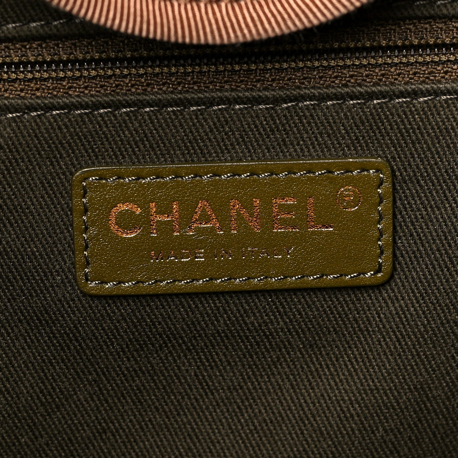 Chanel Straw Raffia Calfskin Striped Large Deauville Tote Khaki Beige Navy 6 of 10