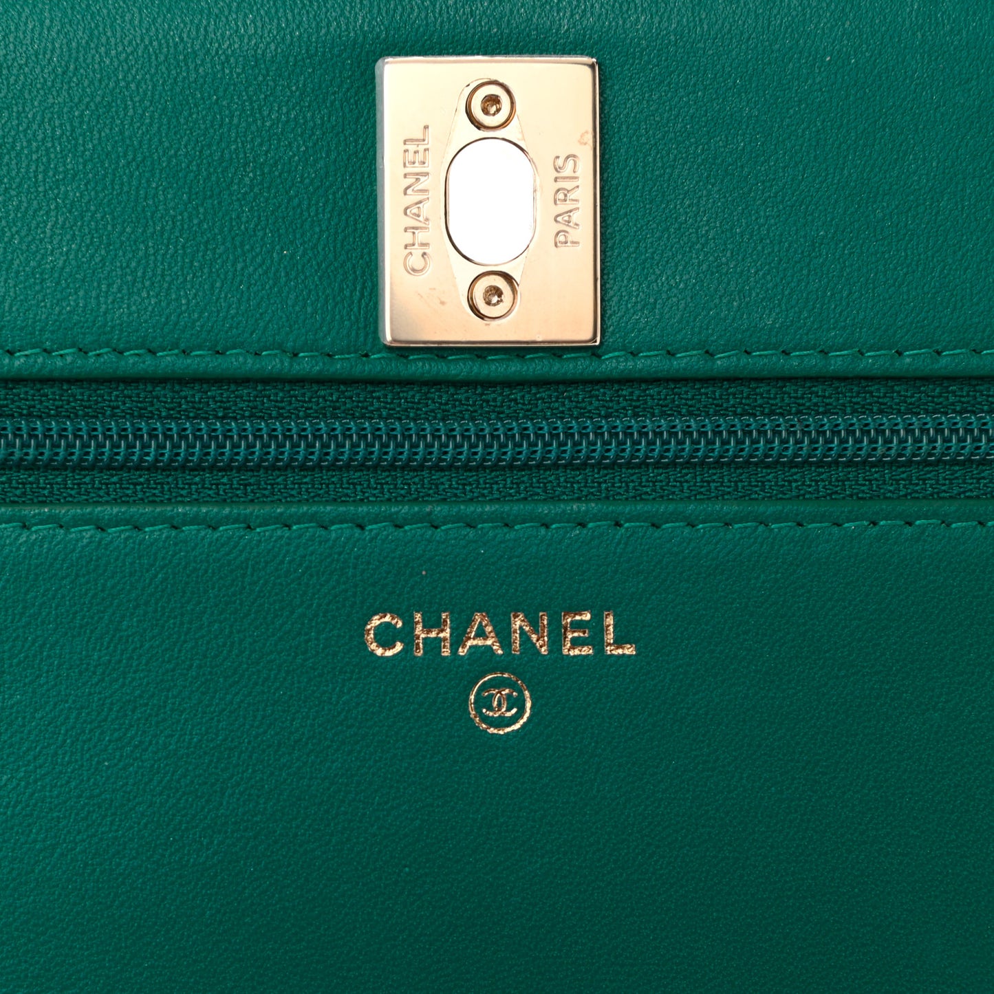 Lambskin Quilted Trendy CC Wallet On Chain WOC Green