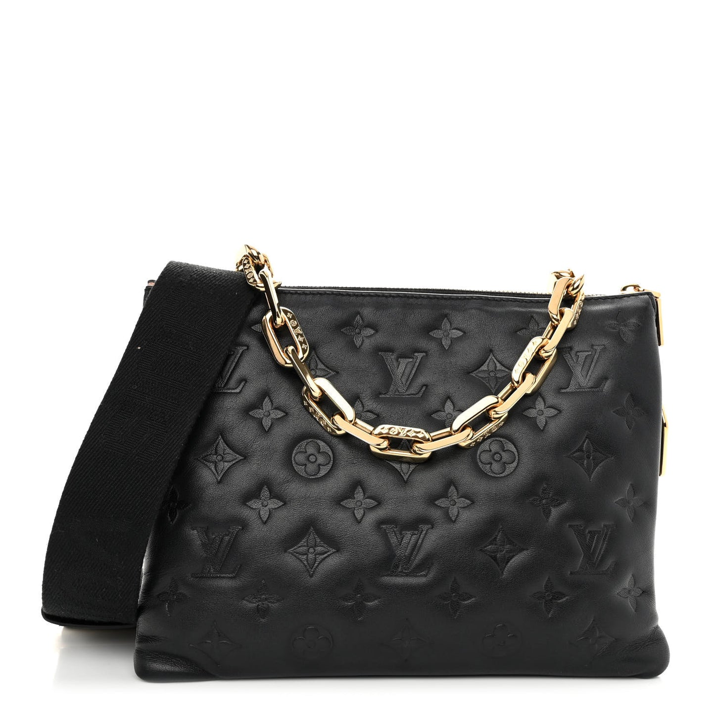 Lambskin Embossed Monogram Coussin PM Black