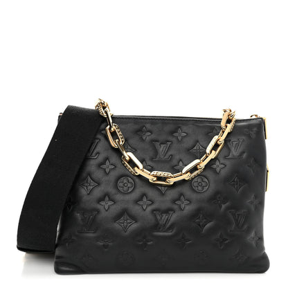 Louis Vuitton Lambskin Embossed Monogram Coussin PM Black 1 of 11