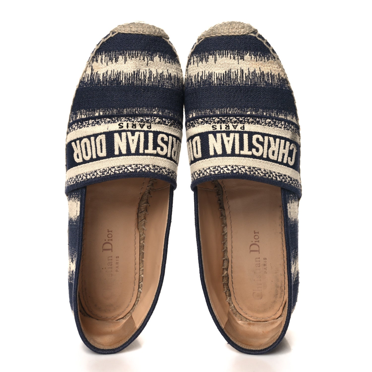 Christian Dior Cotton D-Stripes Embroidered Granville 15mm Espadrilles 39 Deep Blue 2 of 10